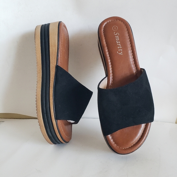 Smartty sz 39 (8.5) platforms black and tan heels - Picture 9 of 12